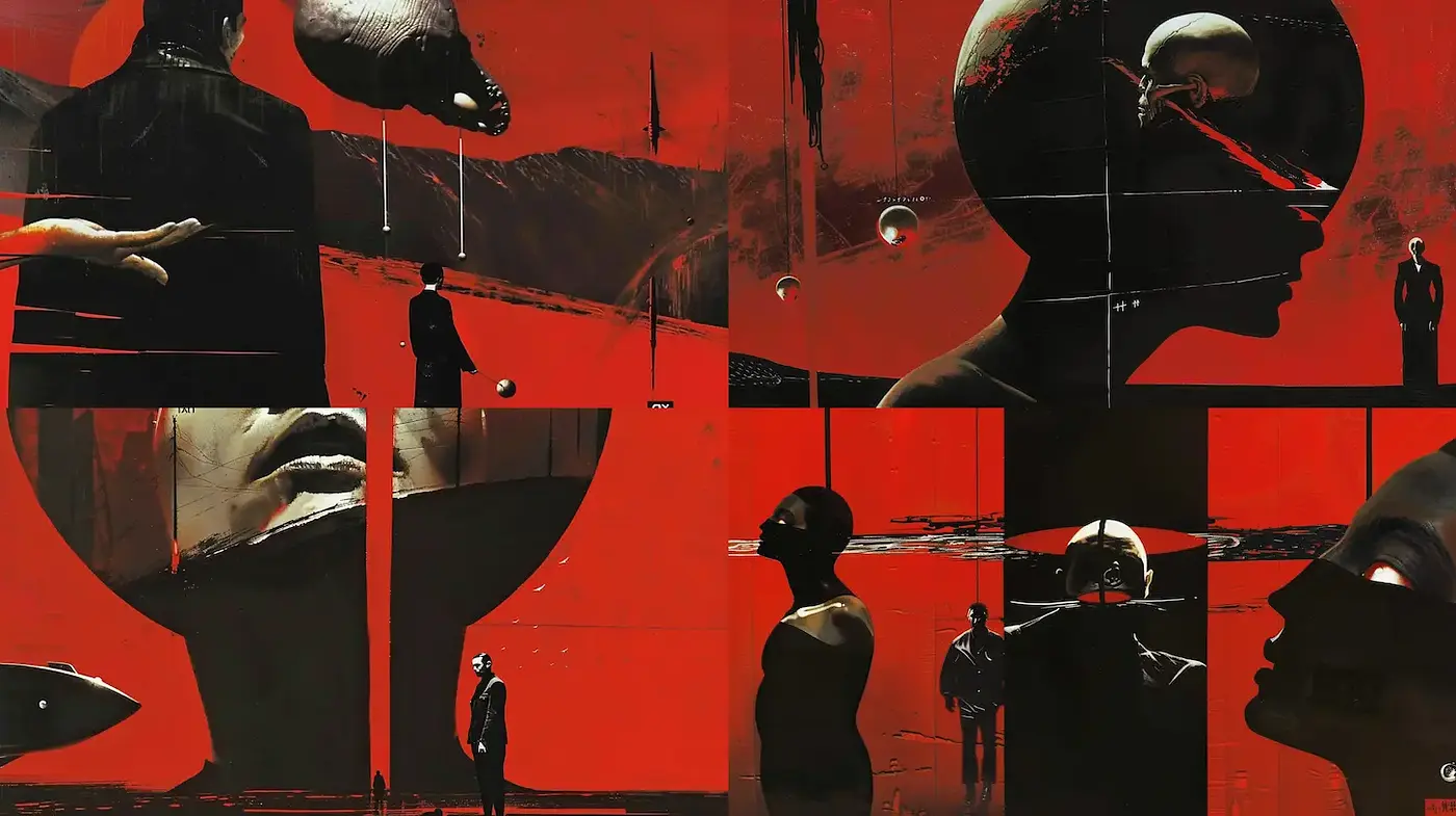 Futuristic surrealism with a bold color scheme - Midjourney sref style