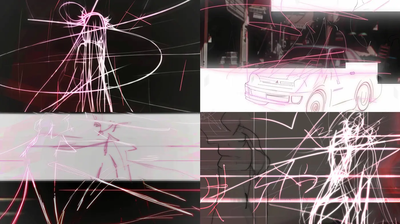 Neon Synthwave Lines and Ethereal Glitches - Midjourney sref style