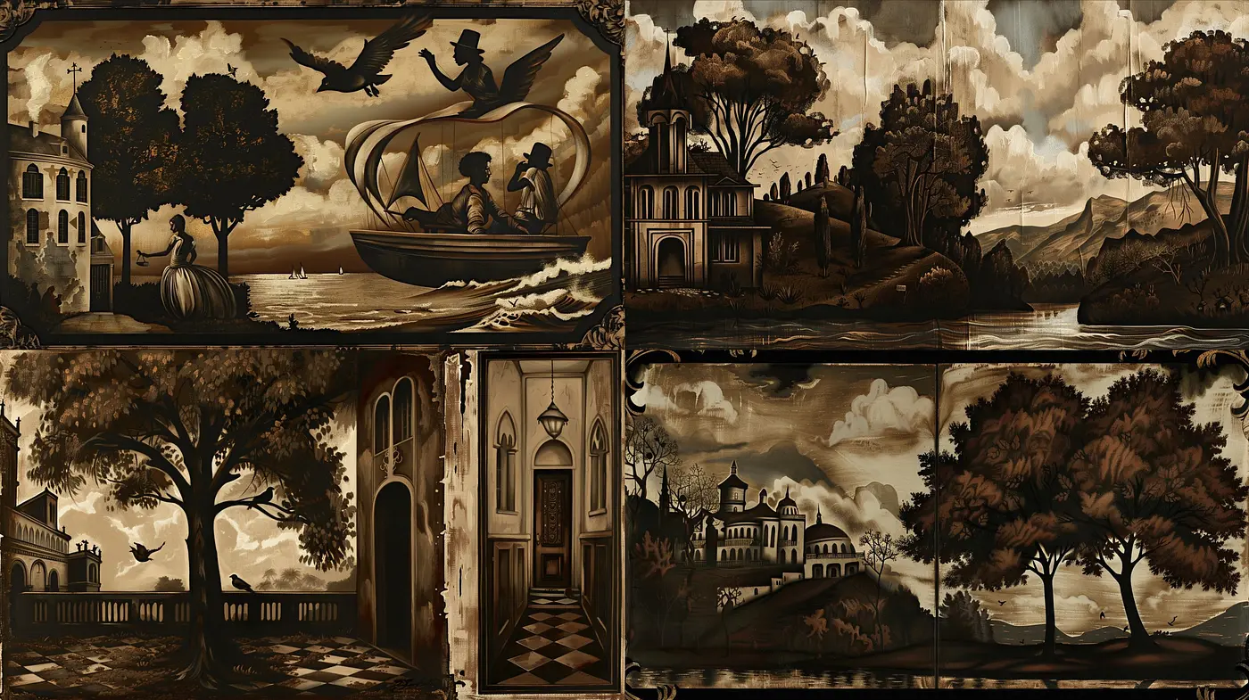 Sepia-Toned Romanticism: A Homage to Vintage Aesthetics and Pastoral Scenes - Midjourney sref style