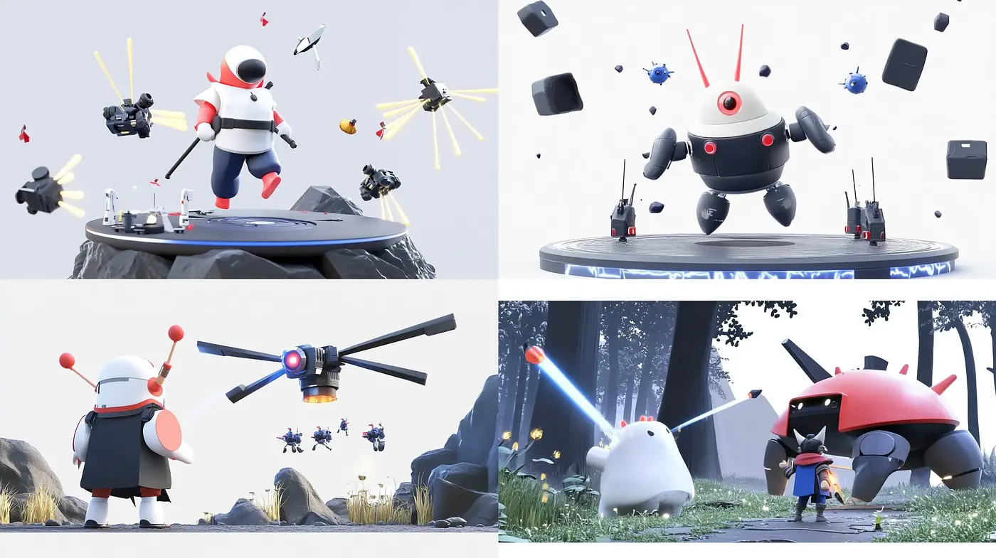 Futuristic Robotic Symbiosis with a Touch of Whimsy - Midjourney sref style