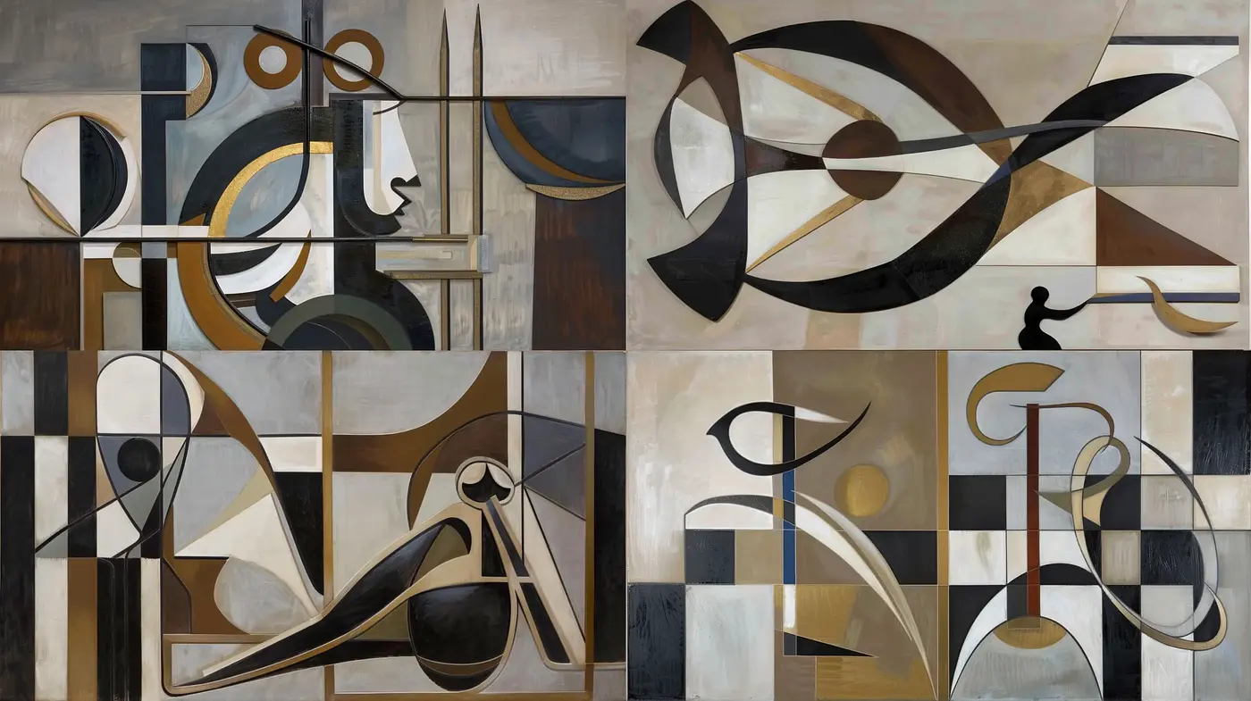 Harmonious Abstraction: A Synthesis of Geometric Forms and Earthy Tones - Midjourney sref style