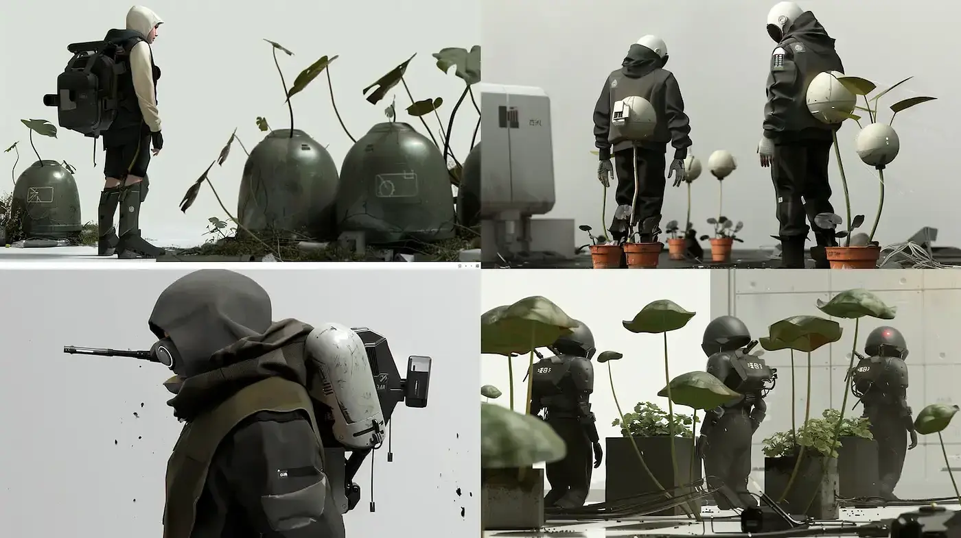 Futuristic Surrealism with an Organic Industrial Essence - Midjourney sref style