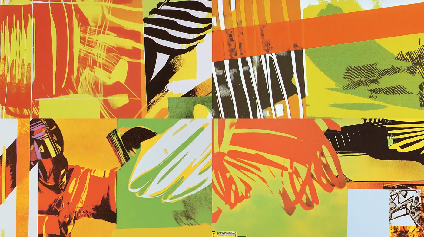 Abstract Collage of Vivid Contrasts and Geometric Exploration - Midjourney sref style