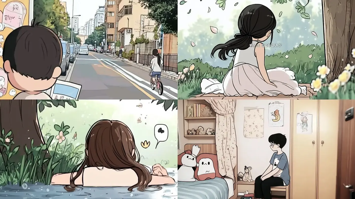 Urban Serenity in Contemporary Manga Illustration - Midjourney sref style