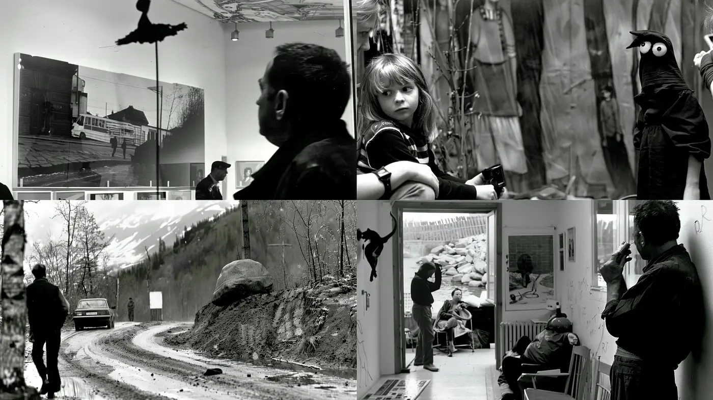 Monochrome Mosaic of Melancholic Moments - Midjourney sref style