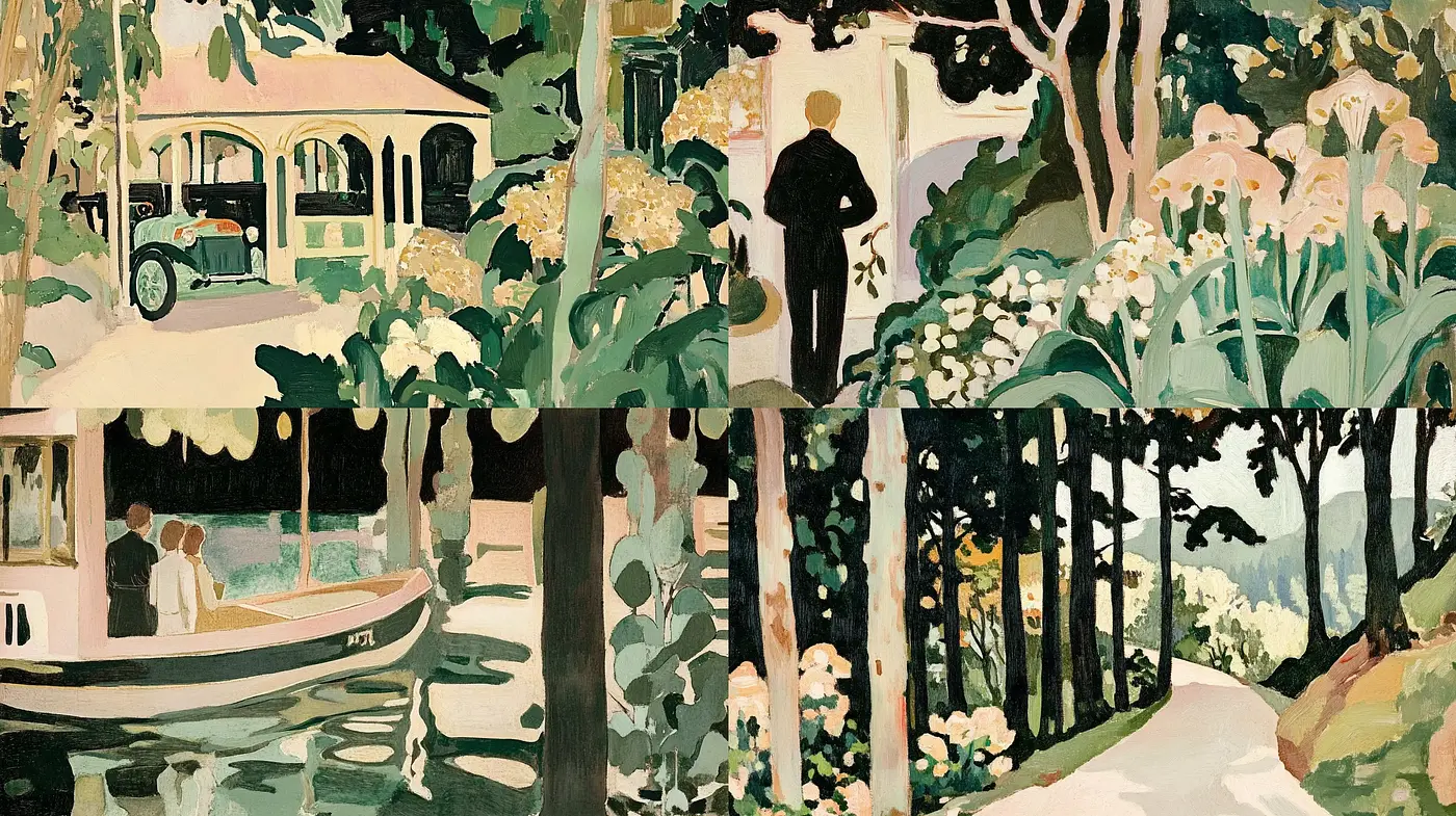 Serene Vintage Idylls: A Pastoral Color Journey in Paint - Midjourney sref style