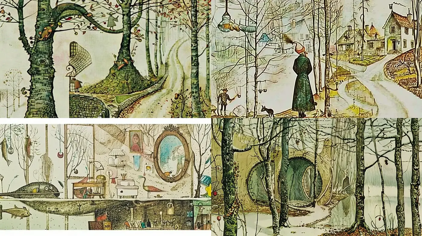 Whimsically Stylized Sylvan Dreamscapes - Midjourney sref style