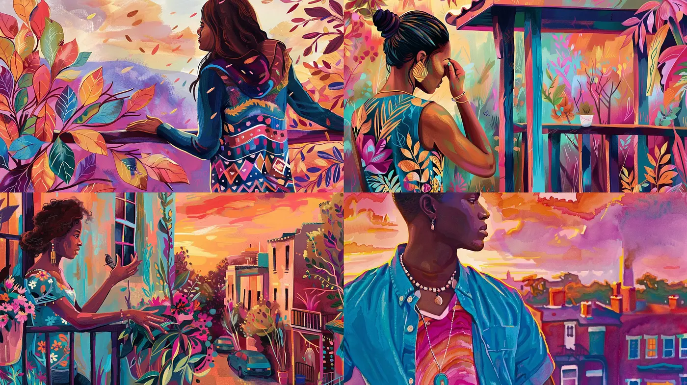 Twilight Hues and Textured Patterns: A Homage to Warmth and Intimacy in Digital Brushstrokes - Midjourney sref style