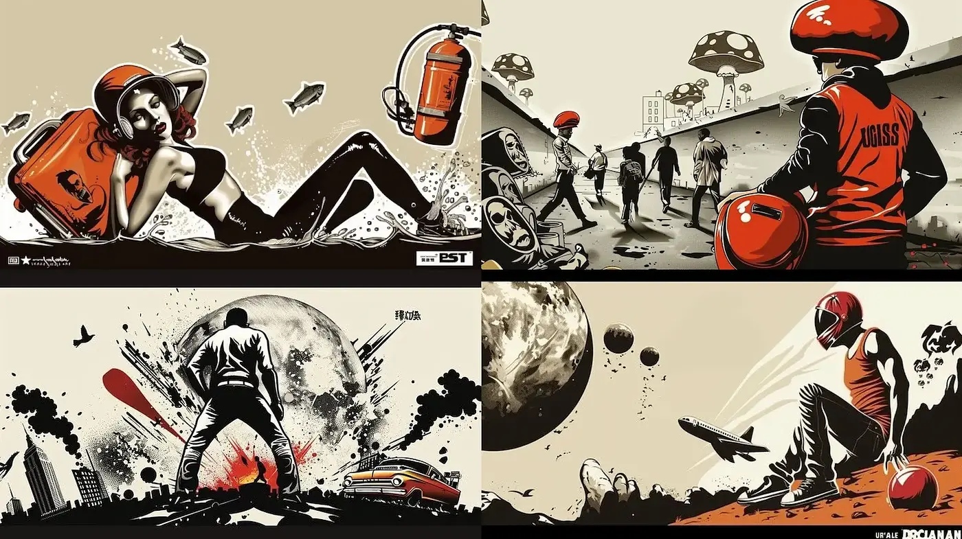 Dynamic and Bold Illustrative Style with a Futuristic Edge - Midjourney sref style