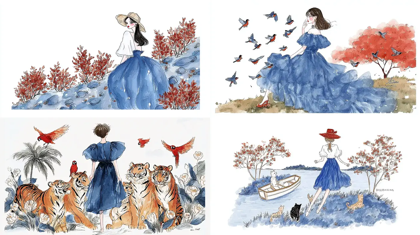 Whimsical and vibrant art style with natural themes - Midjourney sref style