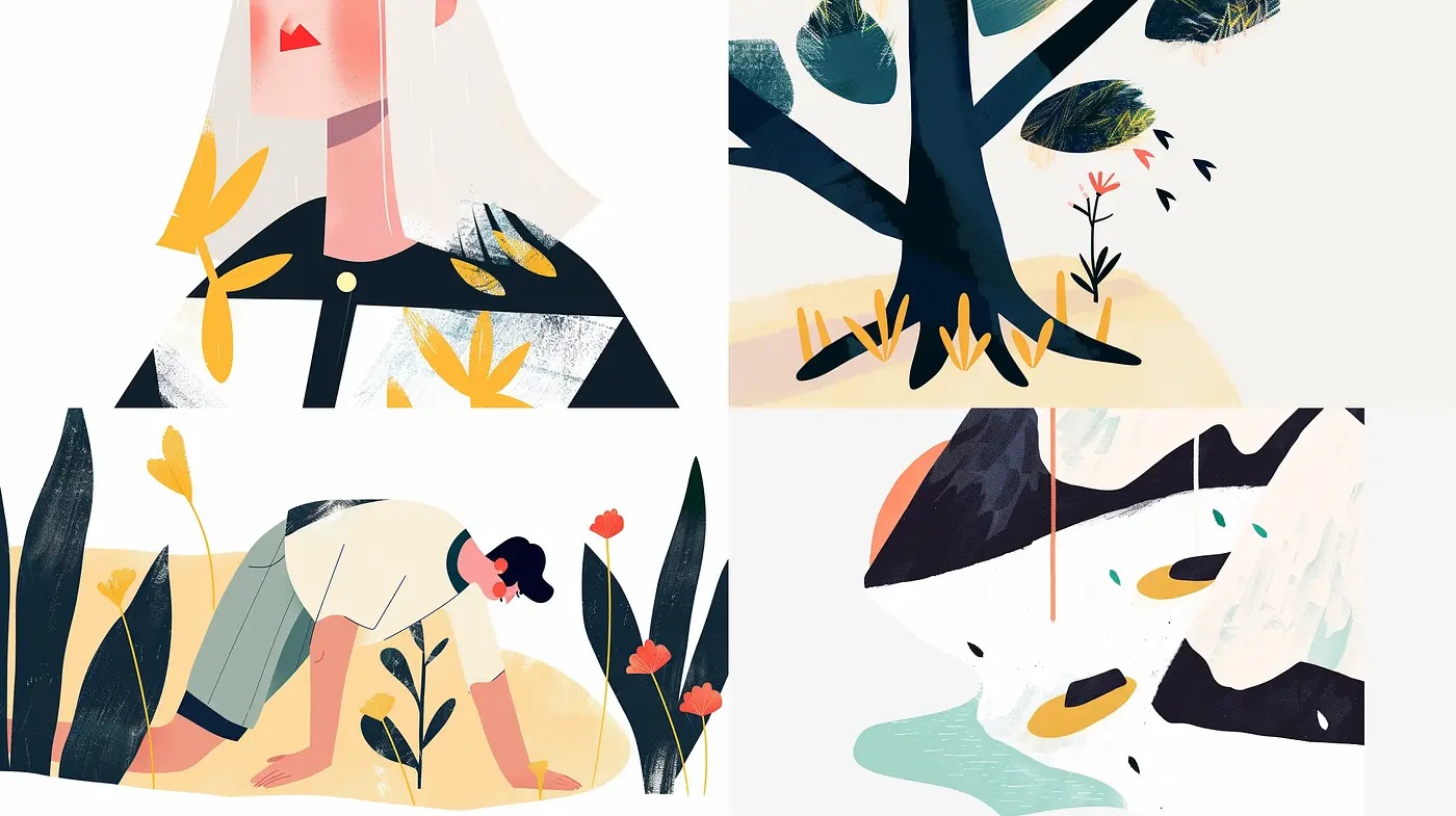 Contemporary Pastel Illustrations with Geometric Influence - Midjourney sref style