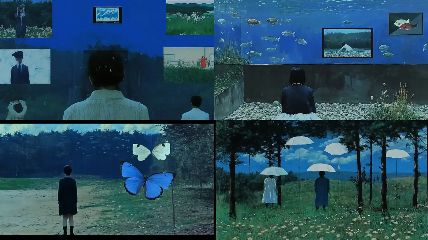 Melancholic Serenity in Cinematic Blue Hues - Midjourney sref style