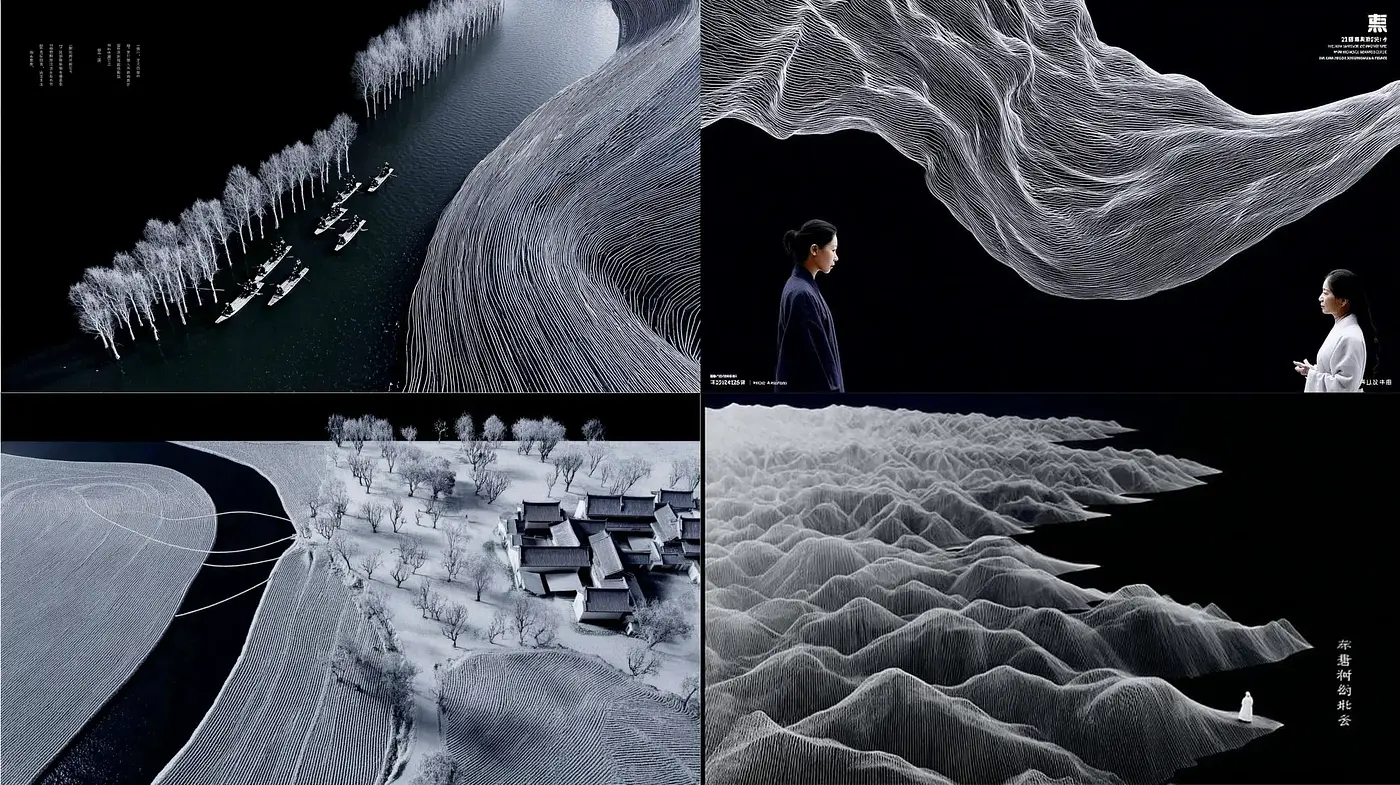 Harmonious Fusion of Minimalism and Nature in Ethereal Landscapes - Midjourney sref style
