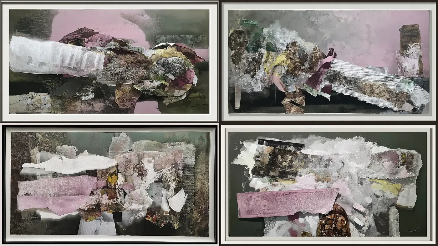 Abstract Mixed Media with Earthy Textures and Subtle Hues - Midjourney sref style
