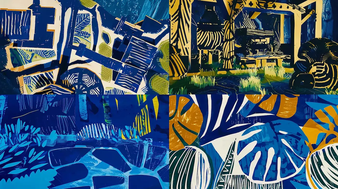 Dynamic and Colorful Representations of Nature with a Bold Textural Approach - Midjourney sref style