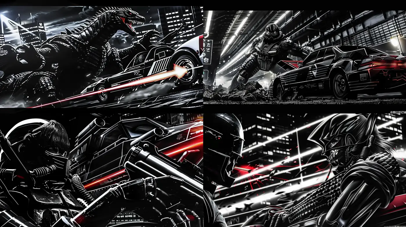 Nocturnal Neon Conflict: A Fusion of Graphic Novel and Cyberpunk Aesthetics - Midjourney sref style