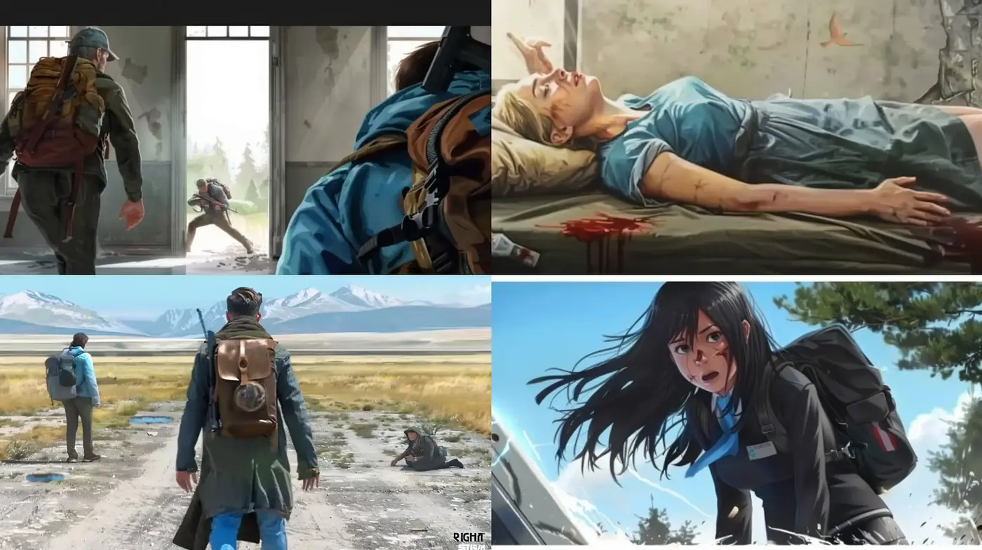 Dynamic Narrative Illustrations with a Gritty Realism Twist - Midjourney sref style