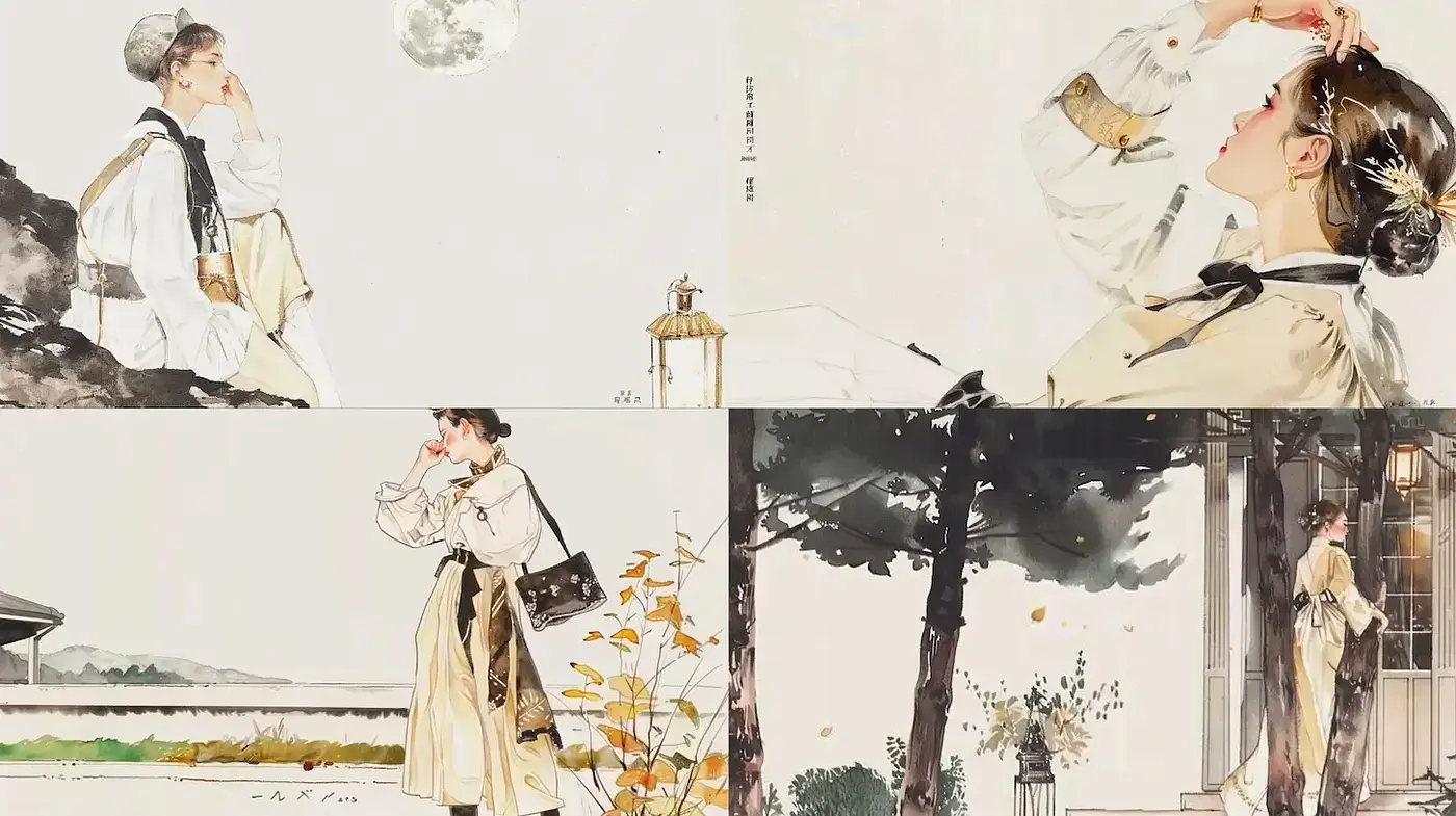 Ethereal Elegance in East Asian Watercolor Imagery - Midjourney sref style