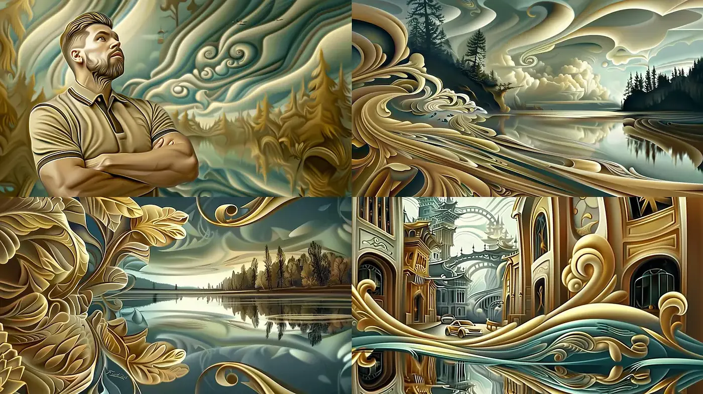 Elegant and Fluid Style with Surrealist Influences - Midjourney sref style