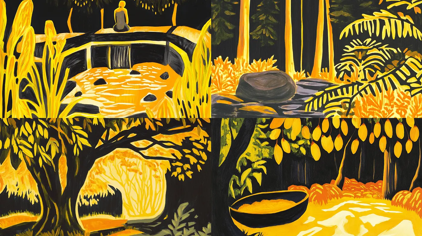 Golden Twilight: An Enigmatic Journey Through Amber Hues - Midjourney sref style