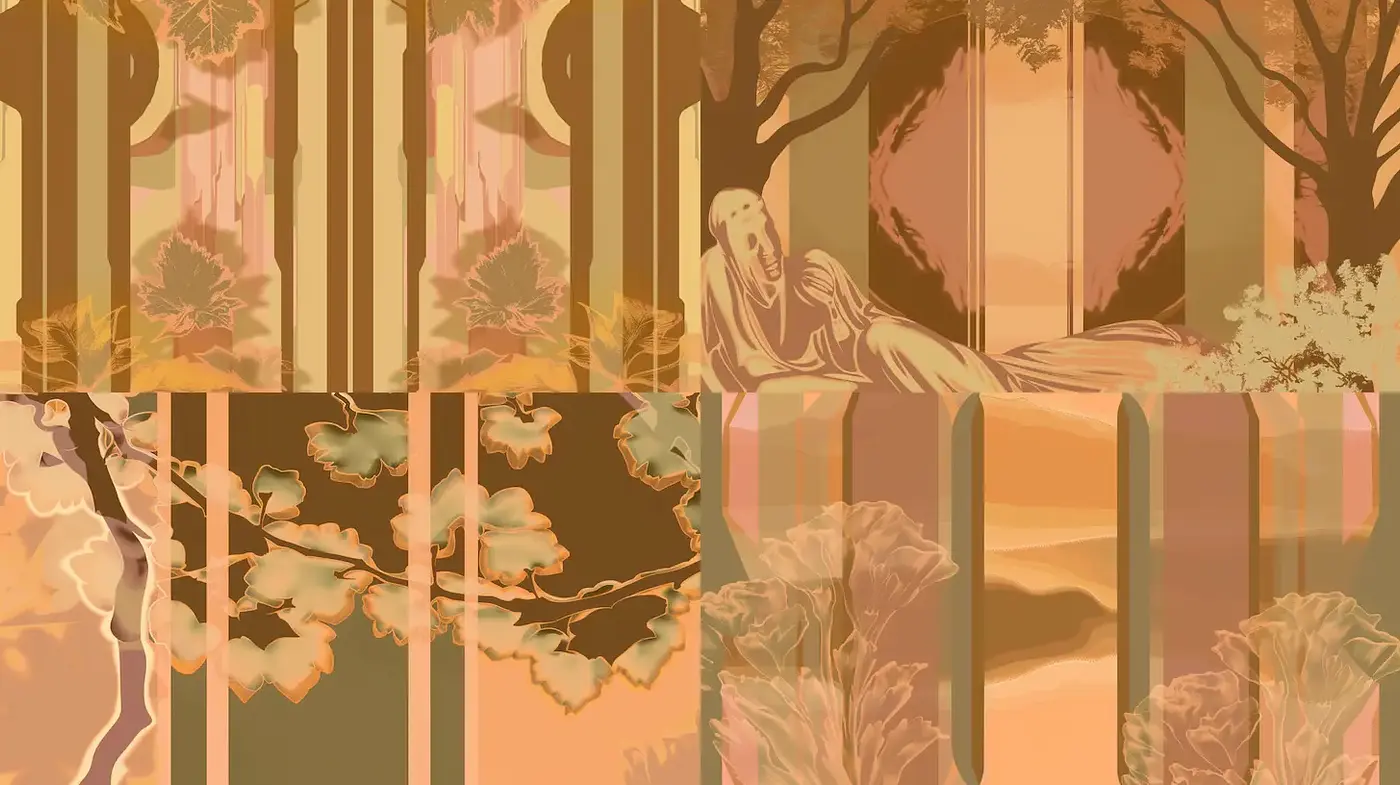 Stylized Art Nouveau Inspired with Soft Earthy Tones - Midjourney sref style