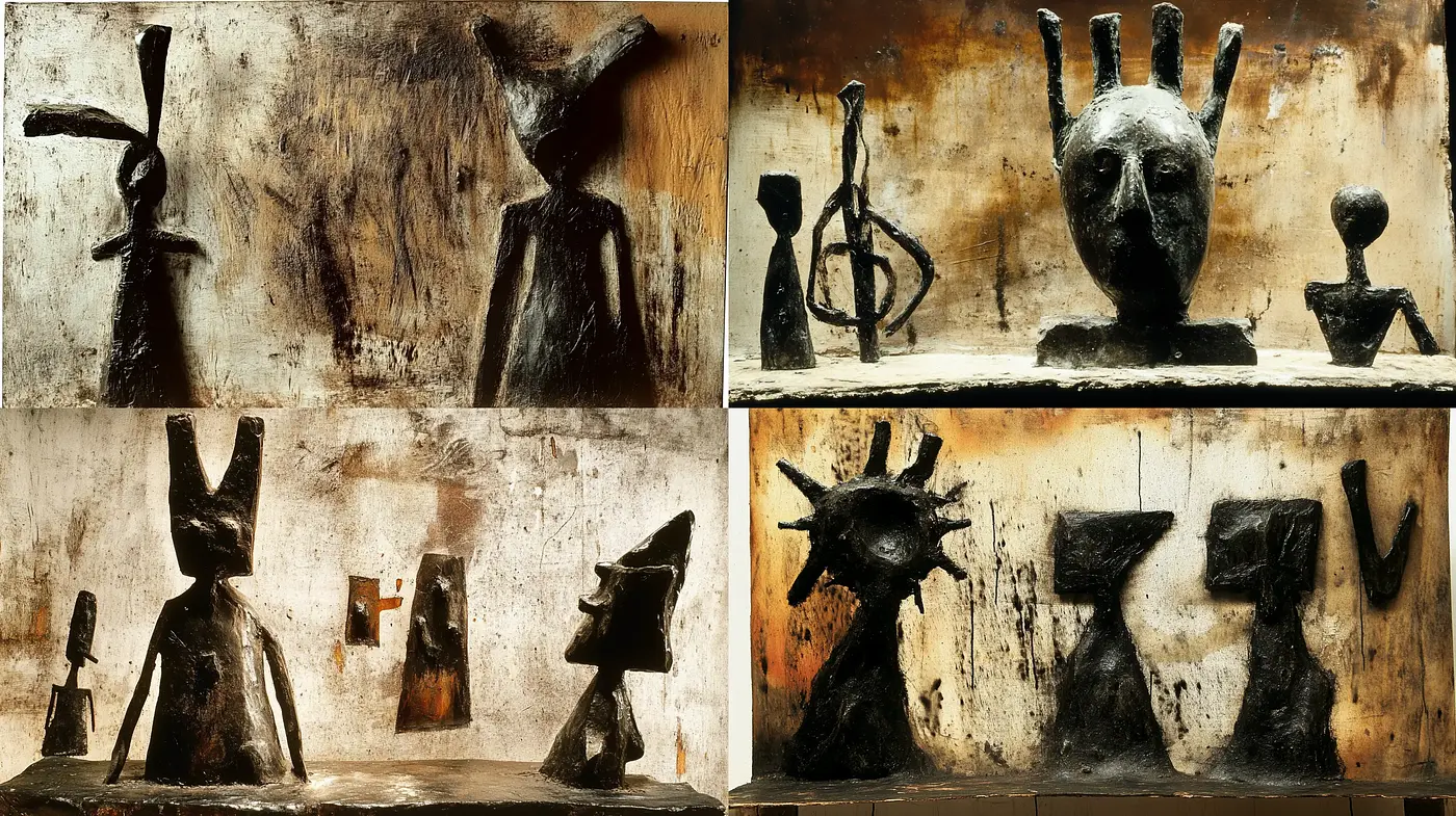 Abstract Expressionist Echoes with Textured Monochrome Ambiance - Midjourney sref style