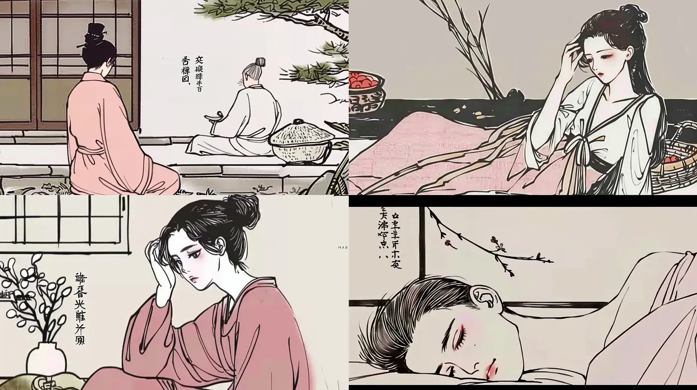 Tranquil Repose in Monochrome Ink: Homage to East Asian Brushwork - Midjourney sref style