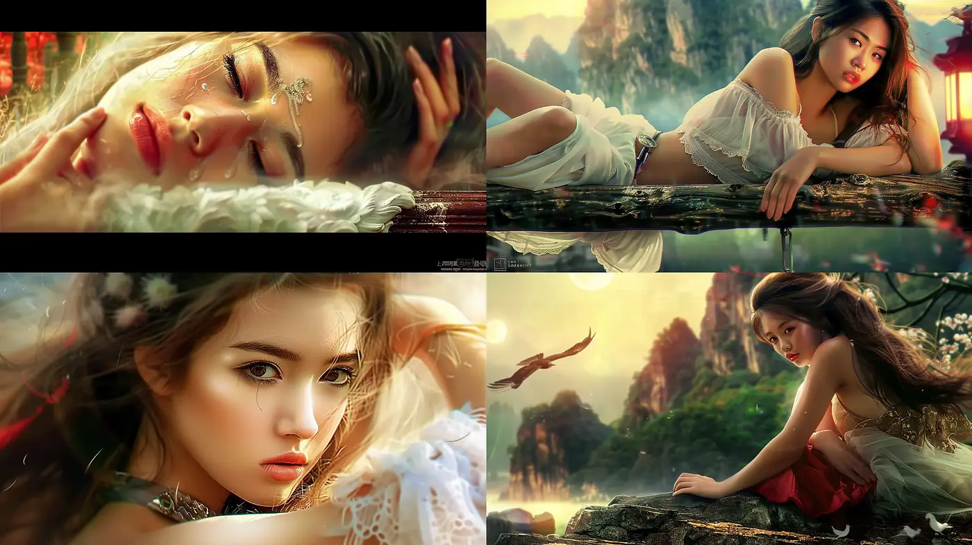 Enchanting Sunset Dreamscape: A Fusion of Photorealism and Fantasy - Midjourney sref style