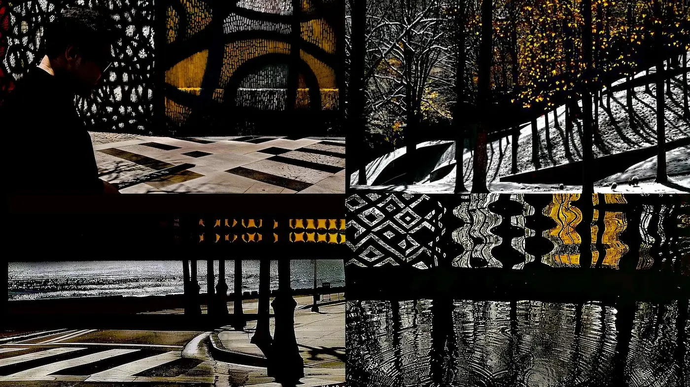 Explorations of Light and Shadow Through Textured Elements - Midjourney sref style