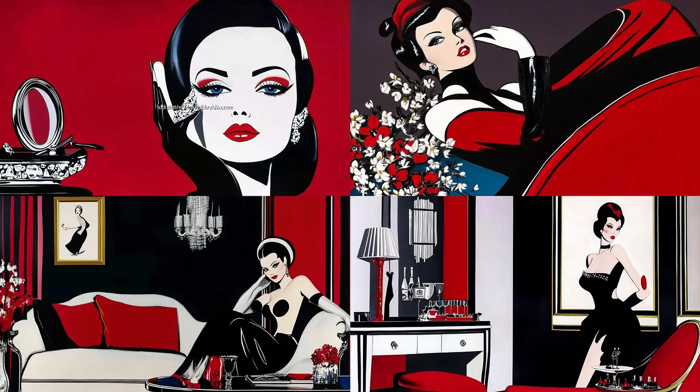 Bold Contrasts with a Touch of Elegance in Pop Art Influence - Midjourney sref style