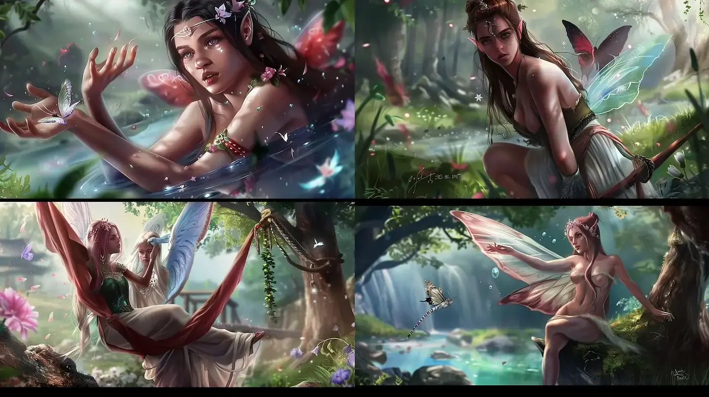 Enchanting and ethereal fantasy illustration with a whimsical essence - Midjourney sref style