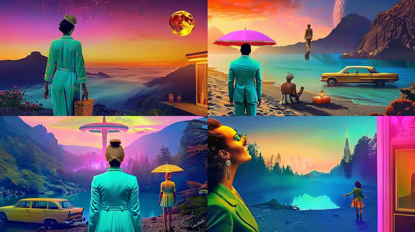 Surrealistic Retro Futurism with a Dreamlike Quality - Midjourney sref style