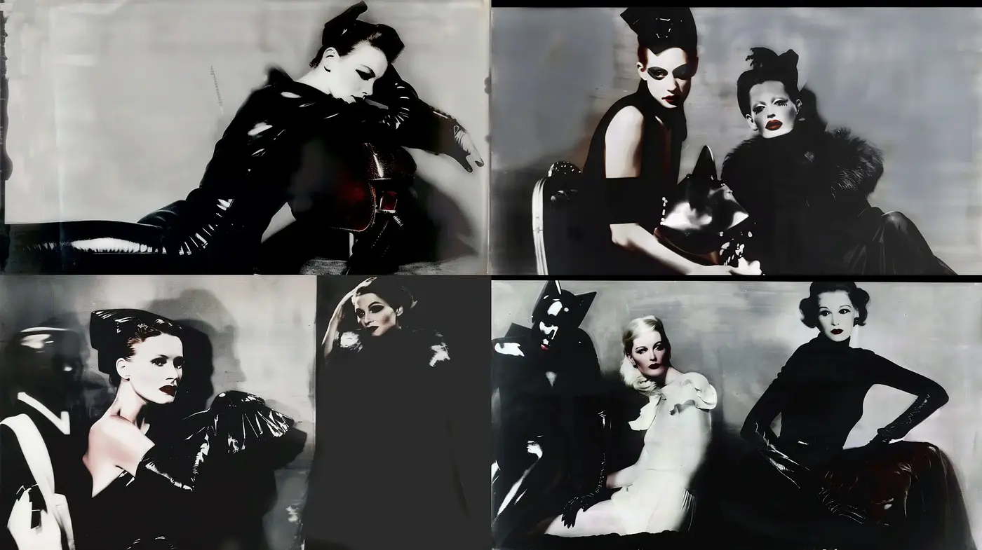 Glamorous Noir Elegance with Surrealist Twists - Midjourney sref style