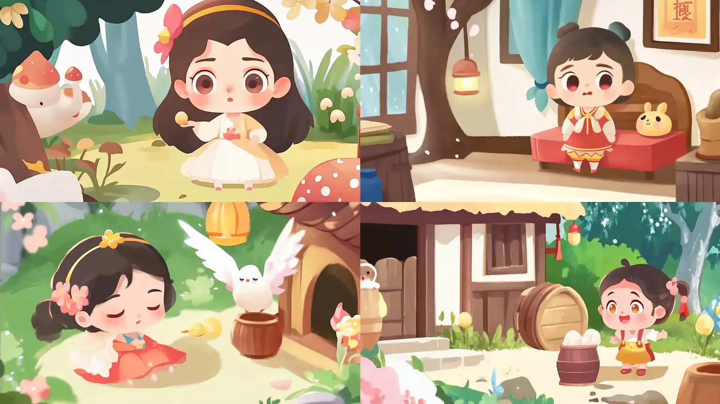 Enchanted Storybook Whimsy: A Pastel Haven of Charming Anime-esque Illustrations - Midjourney sref style