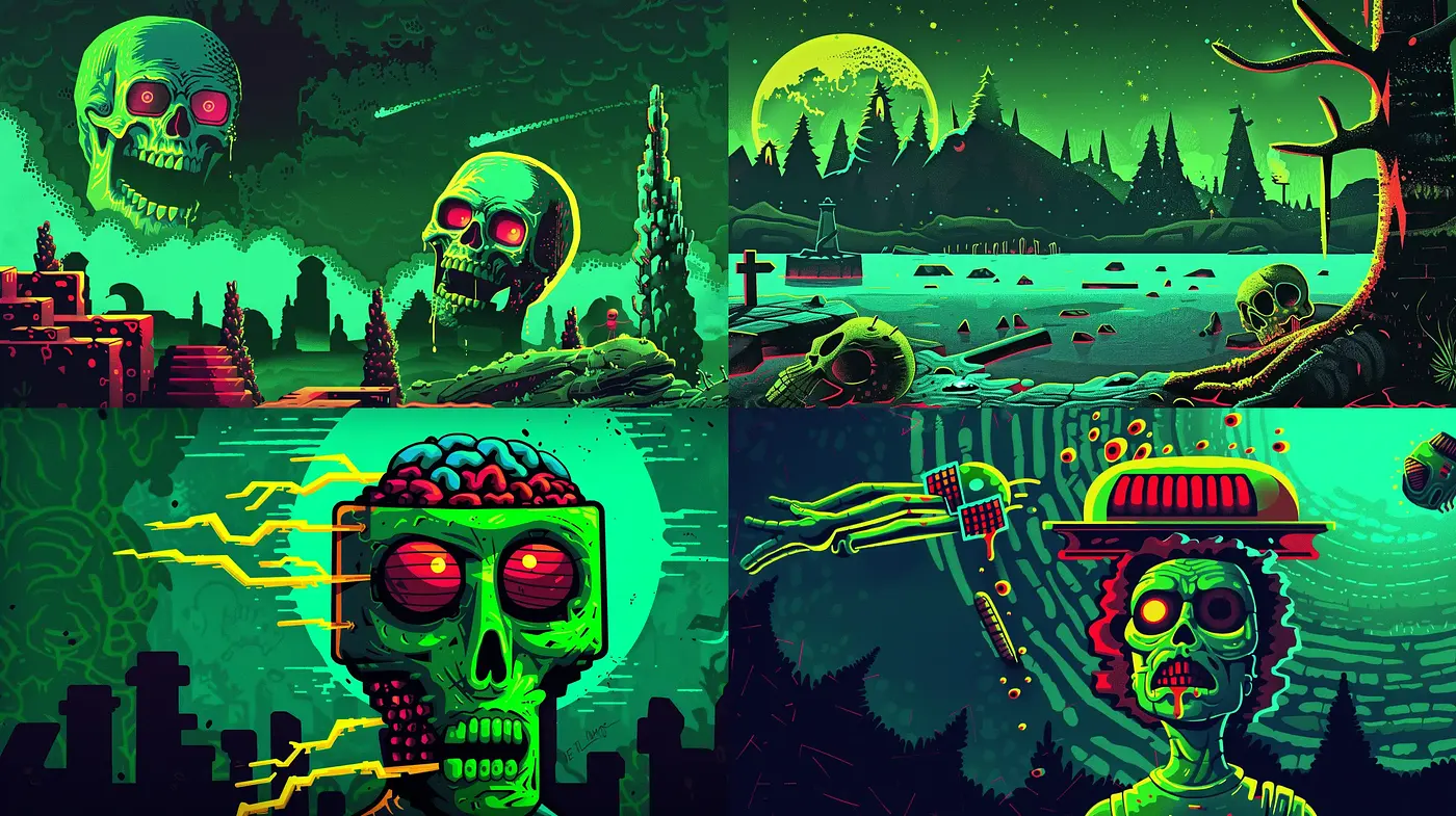 Neon Nocturne: A Fusion of Cyberpunk and Gothic Horror Aesthetics - Midjourney sref style