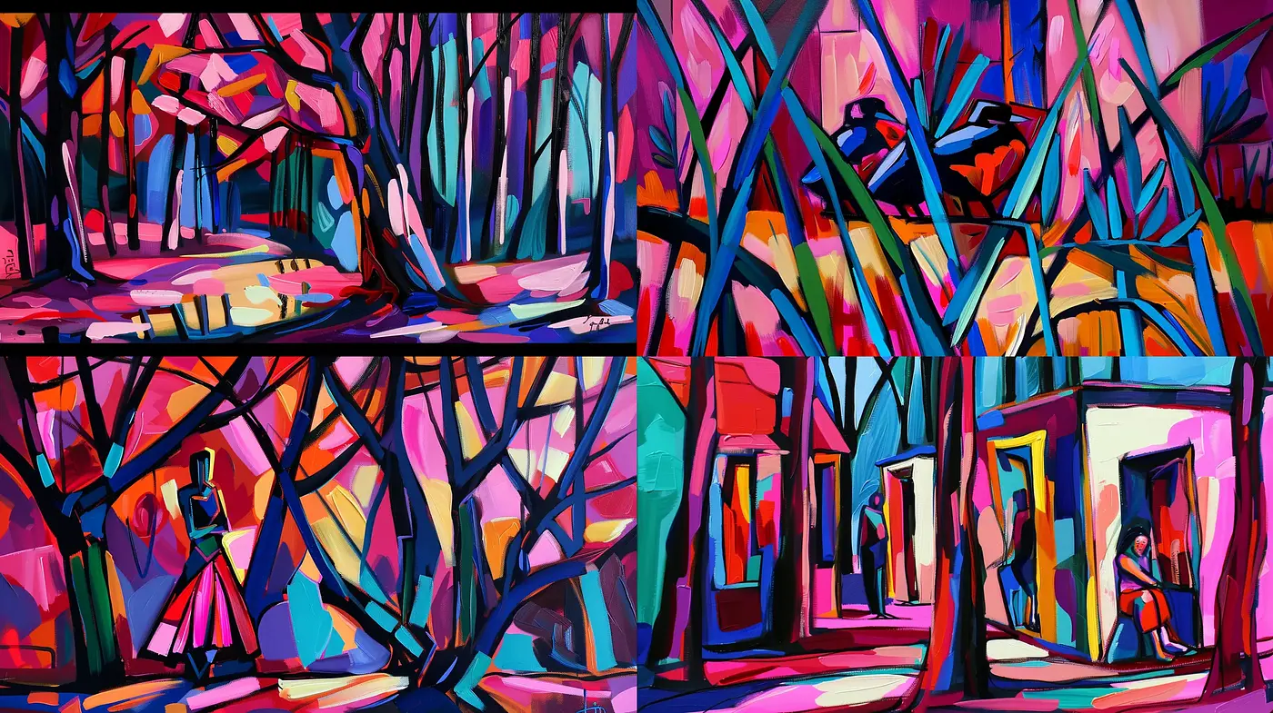 Vibrant Expressionist Canvases with Stained-Glass Aesthetics - Midjourney sref style