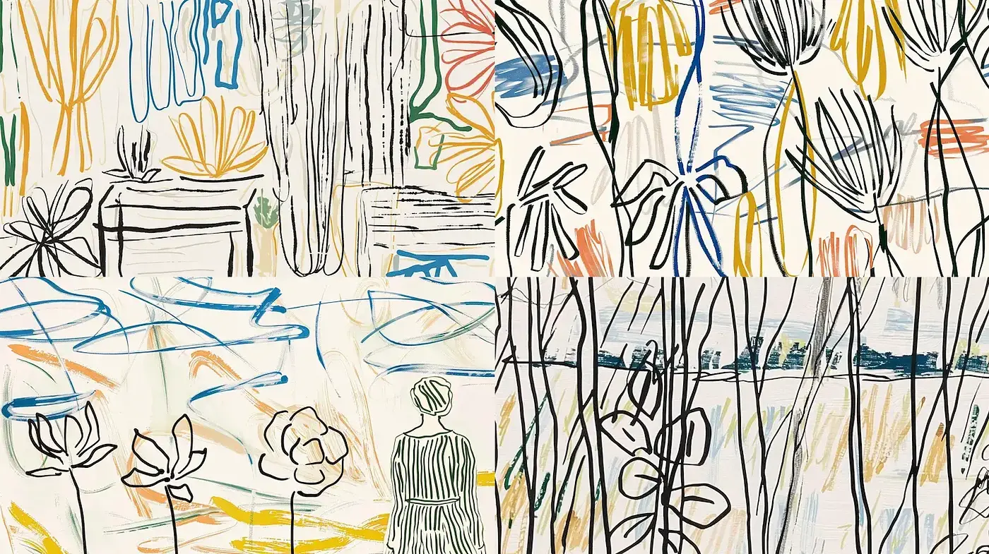 Expressive Floral and Figure Illustrations with a Contemporary Art Flair - Midjourney sref style