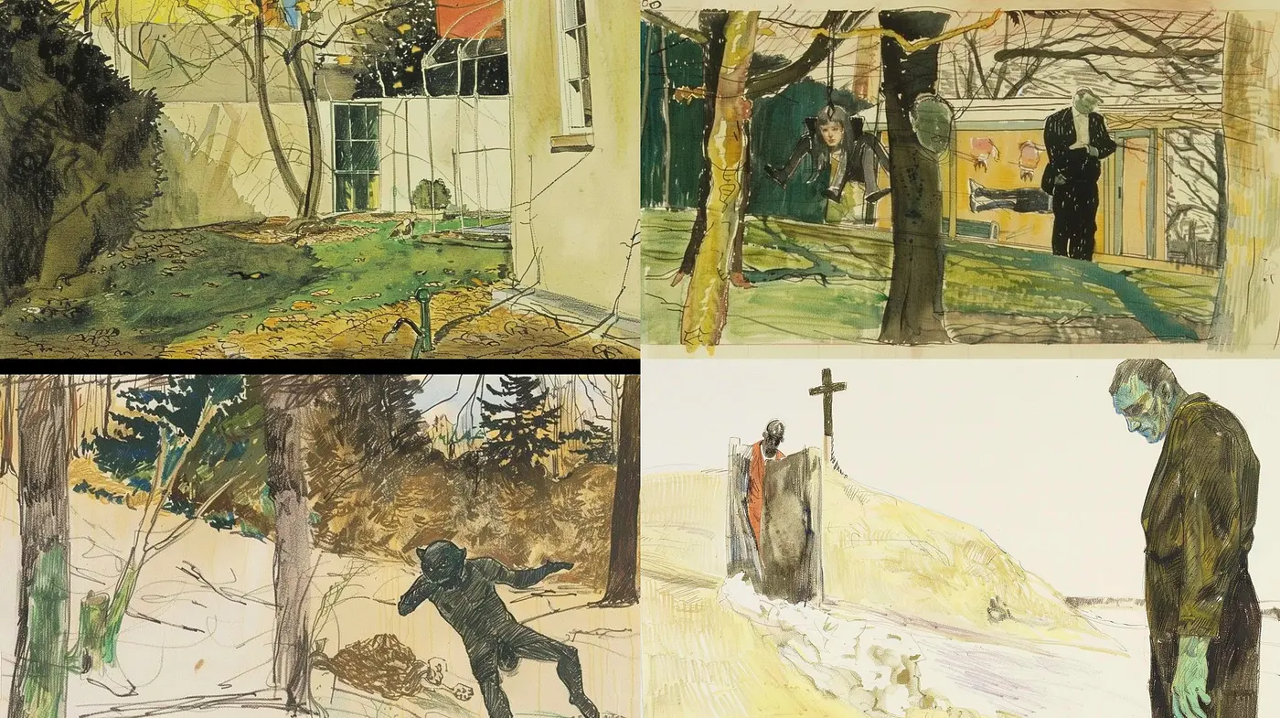 Ephemeral Brushstrokes in Melancholic Hues: A Timeless Fusion of Expressionism and Illustration - Midjourney sref style