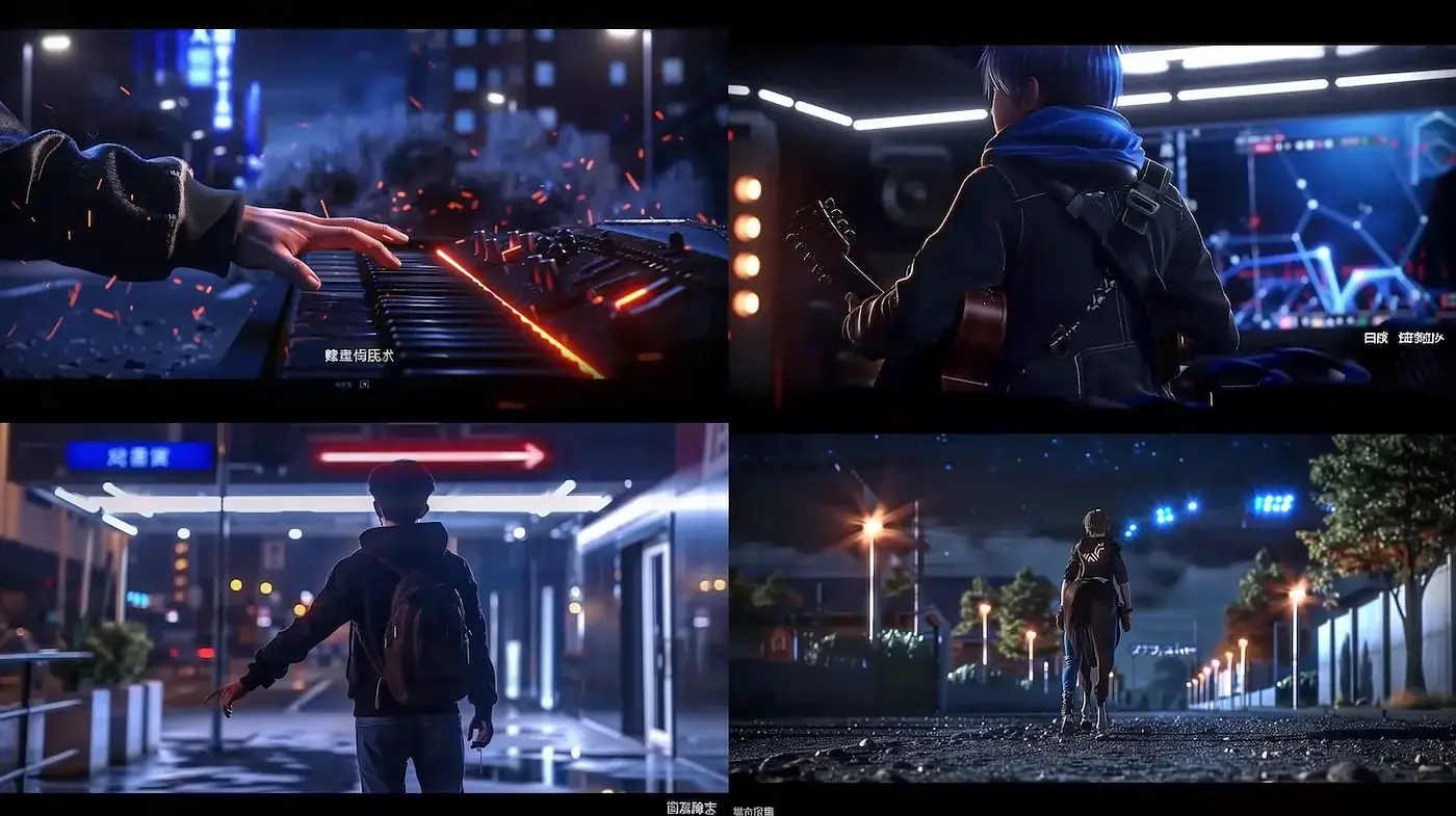 Futuristic Urban Nightscape with a Blend of Technology and Melancholy - Midjourney sref style