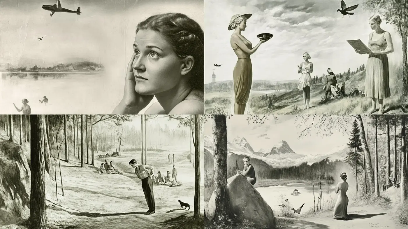 Ethereal Monochromatic Panoramas with a Sense of Serenity - Midjourney sref style