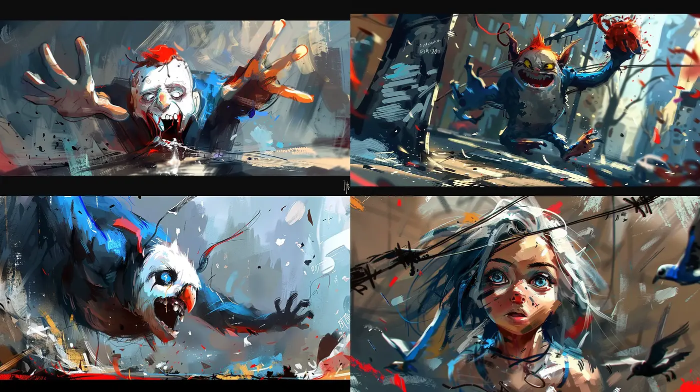 Dynamic Expressionist Brushwork with Energetic Splatter - Midjourney sref style