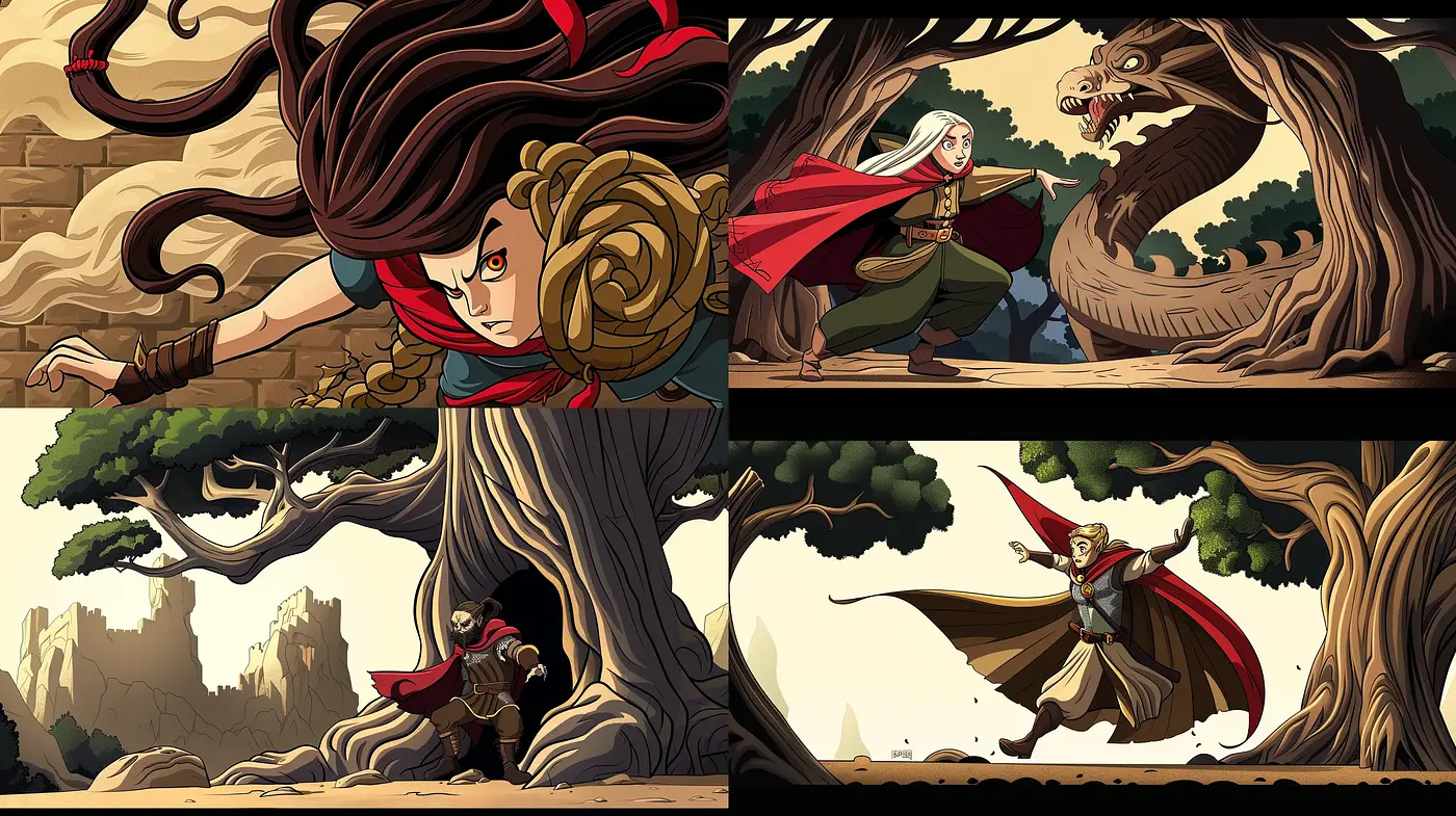 Enthralling Epic Saga: A Composite of Western Animation and Classic Fantasy Artistry - Midjourney sref style