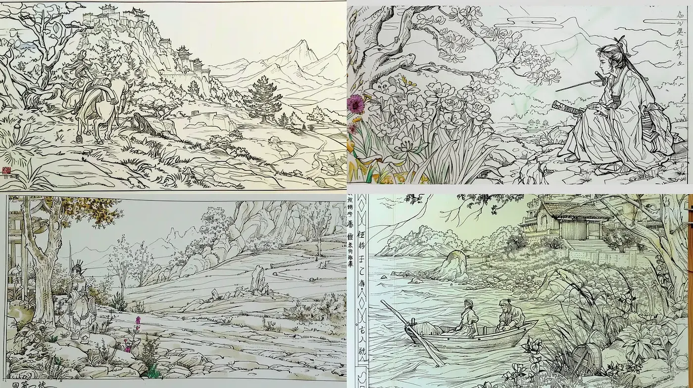 Serene Landscapes with Harmonious Integration of Nature and Humanity - Midjourney sref style