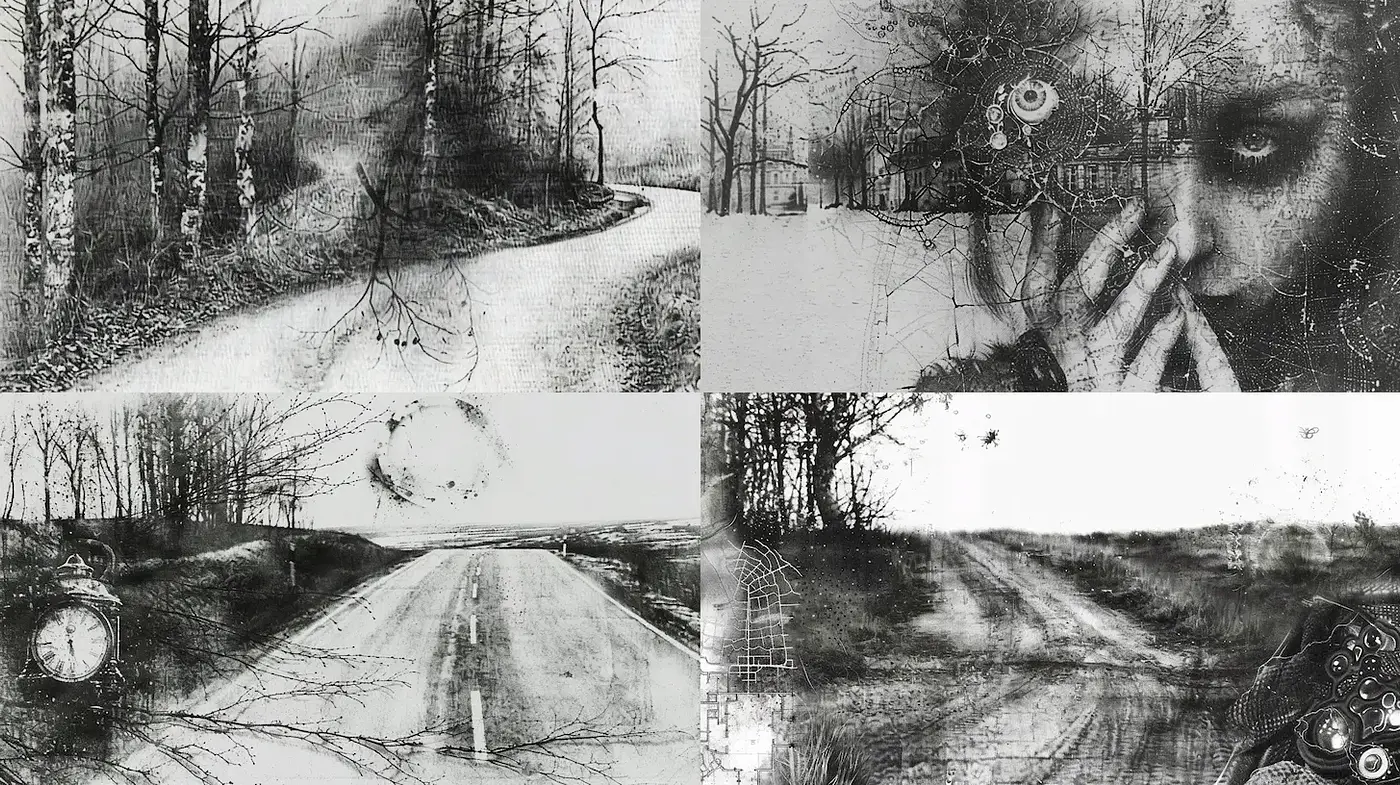 Mysterious and Ethereal Landscapes with a Haunting Atmosphere - Midjourney sref style