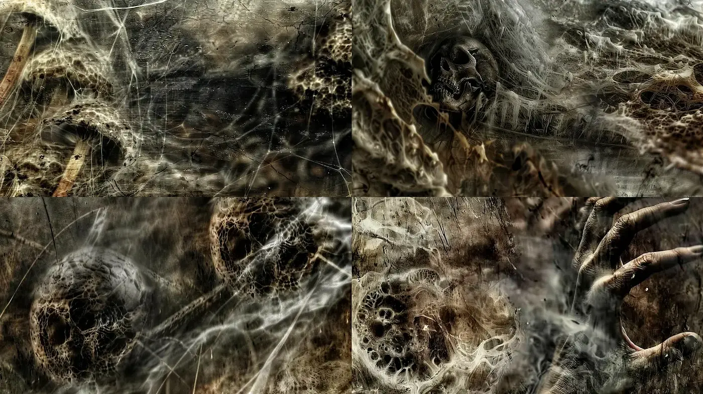 Dark and Ethereal Textures with Macabre Elements - Midjourney sref style