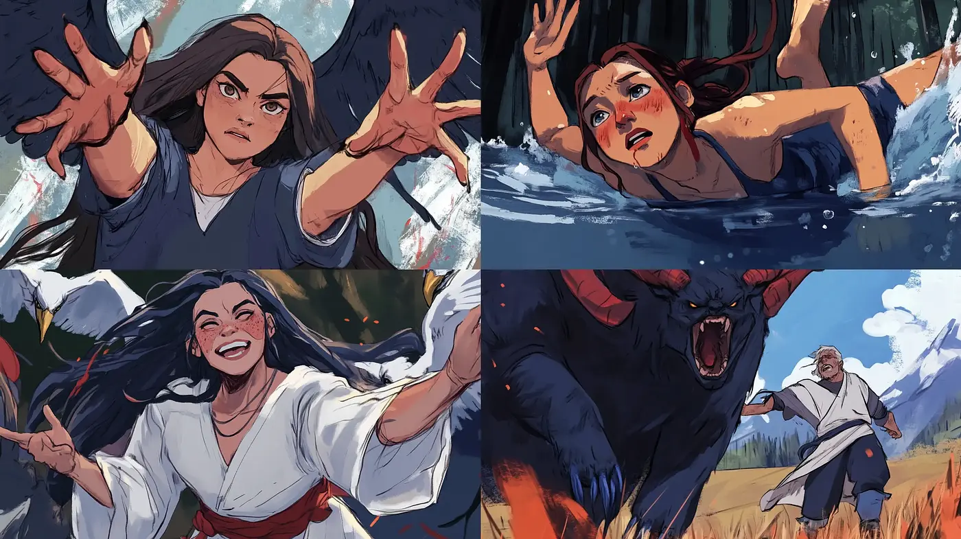 Dynamic Brushwork and Emotional Intensity in Narrative Illustration - Midjourney sref style