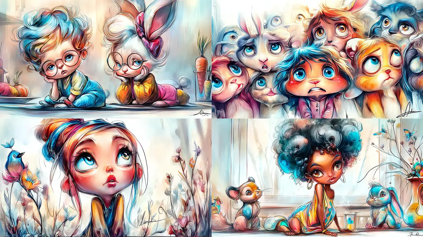 Playful and Whimsical Illustrations with a Touch of Fantasy - Midjourney sref style