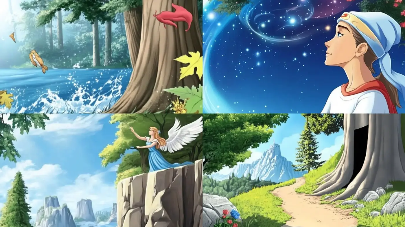 Serene Fantasia Illustration Style with Consistent Mythical Essence - Midjourney sref style