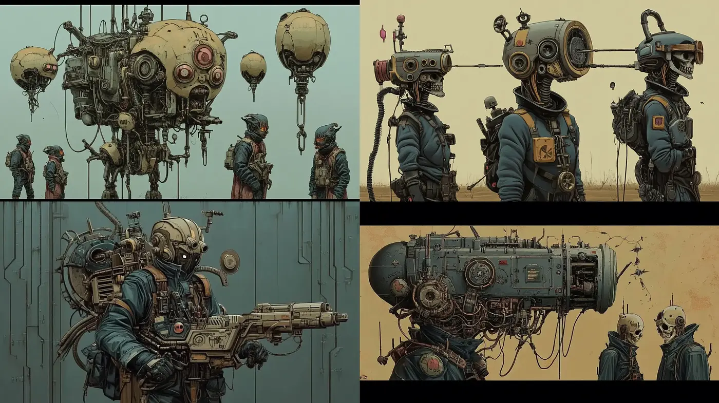Dystopian Steampunk Reverie - Midjourney sref style