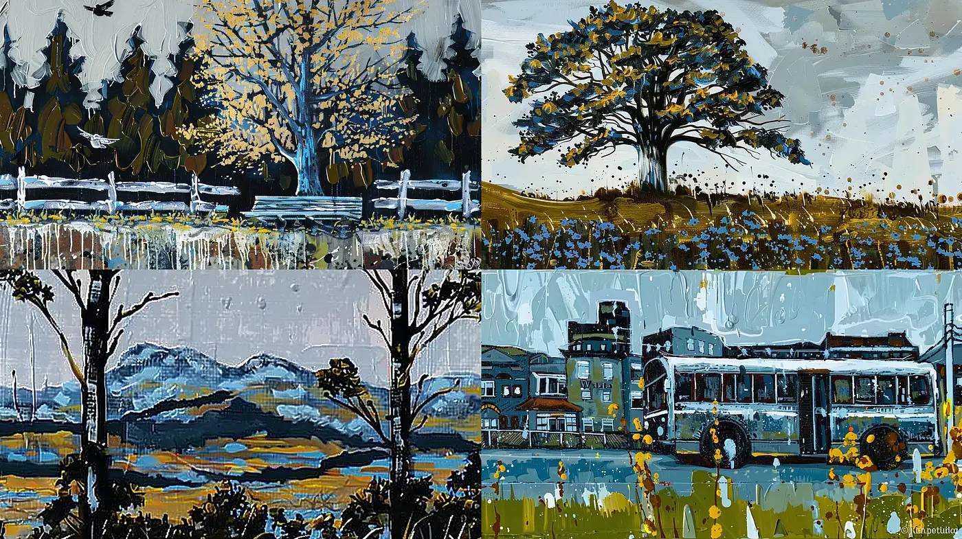 Expressive Brushwork and Rich Textured Landscapes with an Impastosque Touch - Midjourney sref style